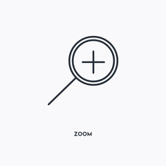 Zoom outline icon. Simple linear element illustration. Isolated line Zoom icon on white background. Thin stroke sign can be used for web, mobile and UI.