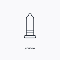 Condom outline icon. Simple linear element illustration. Isolated line Condom icon on white background. Thin stroke sign can be used for web, mobile and UI.