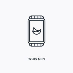 Potato chips outline icon. Simple linear element illustration. Isolated line Potato chips icon on white background. Thin stroke sign can be used for web, mobile and UI.