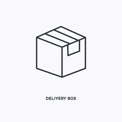 Delivery box outline icon. Simple linear element illustration. Isolated line Delivery box icon on white background. Thin stroke sign can be used for web, mobile and UI.