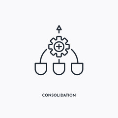 Consolidation outline icon. Simple linear element illustration. Isolated line Consolidation icon on white background. Thin stroke sign can be used for web, mobile and UI.