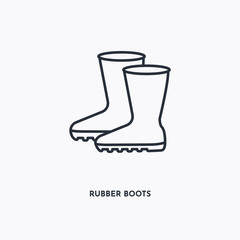Rubber Boots outline icon. Simple linear element illustration. Isolated line Rubber Boots icon on white background. Thin stroke sign can be used for web, mobile and UI.