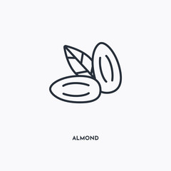 Almond outline icon. Simple linear element illustration. Isolated line Almond icon on white background. Thin stroke sign can be used for web, mobile and UI.
