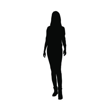 Silhouette of a woman standing, business people,vector illustration, black color, isolated on white background