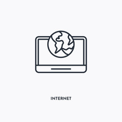internet outline icon. Simple linear element illustration. Isolated line internet icon on white background. Thin stroke sign can be used for web, mobile and UI.