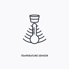 Temperature Sensor outline icon. Simple linear element illustration. Isolated line Temperature Sensor icon on white background. Thin stroke sign can be used for web, mobile and UI.