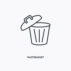 Wastebasket outline icon. Simple linear element illustration. Isolated line Wastebasket icon on white background. Thin stroke sign can be used for web, mobile and UI.