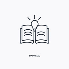Tutorial outline icon. Simple linear element illustration. Isolated line Tutorial icon on white background. Thin stroke sign can be used for web, mobile and UI.