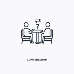 Conversation outline icon. Simple linear element illustration. Isolated line Conversation icon on white background. Thin stroke sign can be used for web, mobile and UI.