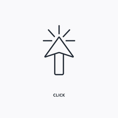 Click outline icon. Simple linear element illustration. Isolated line Click icon on white background. Thin stroke sign can be used for web, mobile and UI.