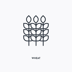 Wheat outline icon. Simple linear element illustration. Isolated line Wheat icon on white background. Thin stroke sign can be used for web, mobile and UI.