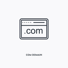 com domain outline icon. Simple linear element illustration. Isolated line com domain icon on white background. Thin stroke sign can be used for web, mobile and UI.