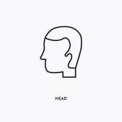 Head outline icon. Simple linear element illustration. Isolated line Head icon on white background. Thin stroke sign can be used for web, mobile and UI.