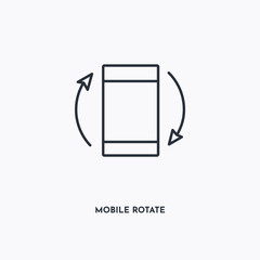 Mobile rotate outline icon. Simple linear element illustration. Isolated line Mobile rotate icon on white background. Thin stroke sign can be used for web, mobile and UI.