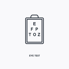 Eye test outline icon. Simple linear element illustration. Isolated line Eye test icon on white background. Thin stroke sign can be used for web, mobile and UI.