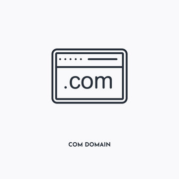 com domain outline icon. Simple linear element illustration. Isolated line com domain icon on white background. Thin stroke sign can be used for web, mobile and UI.