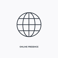 Online presence outline icon. Simple linear element illustration. Isolated line Online presence icon on white background. Thin stroke sign can be used for web, mobile and UI.