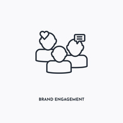 brand engagement outline icon. Simple linear element illustration. Isolated line brand engagement icon on white background. Thin stroke sign can be used for web, mobile and UI.