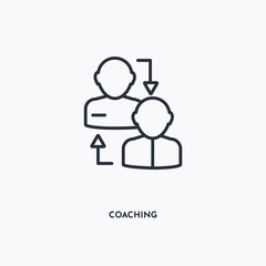 coaching outline icon. Simple linear element illustration. Isolated line coaching icon on white background. Thin stroke sign can be used for web, mobile and UI.