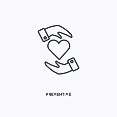 Preventive outline icon. Simple linear element illustration. Isolated line Preventive icon on white background. Thin stroke sign can be used for web, mobile and UI.