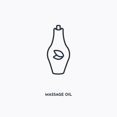 massage oil outline icon. Simple linear element illustration. Isolated line massage oil icon on white background. Thin stroke sign can be used for web, mobile and UI.