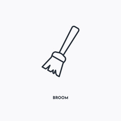 broom outline icon. Simple linear element illustration. Isolated line broom icon on white background. Thin stroke sign can be used for web, mobile and UI.