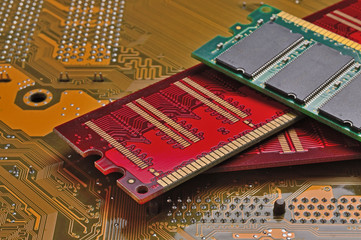 multi-colored strips of random access memory.