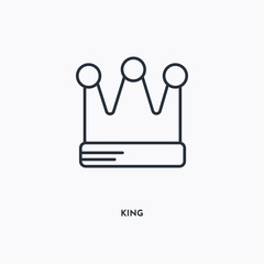 King outline icon. Simple linear element illustration. Isolated line King icon on white background. Thin stroke sign can be used for web, mobile and UI.