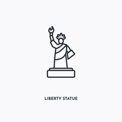 Liberty statue outline icon. Simple linear element illustration. Isolated line Liberty statue icon on white background. Thin stroke sign can be used for web, mobile and UI.