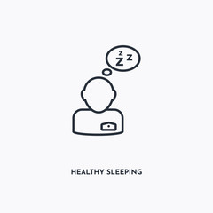 healthy sleeping outline icon. Simple linear element illustration. Isolated line healthy sleeping icon on white background. Thin stroke sign can be used for web, mobile and UI.