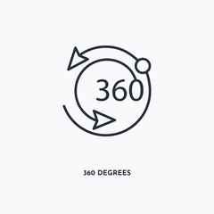 360 degrees outline icon. Simple linear element illustration. Isolated line 360 degrees icon on white background. Thin stroke sign can be used for web, mobile and UI.
