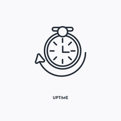 Uptime outline icon. Simple linear element illustration. Isolated line Uptime icon on white background. Thin stroke sign can be used for web, mobile and UI. - obrazy, fototapety, plakaty