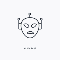 alien base outline icon. Simple linear element illustration. Isolated line alien base icon on white background. Thin stroke sign can be used for web, mobile and UI.