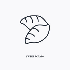 sweet potato outline icon. Simple linear element illustration. Isolated line sweet potato icon on white background. Thin stroke sign can be used for web, mobile and UI.