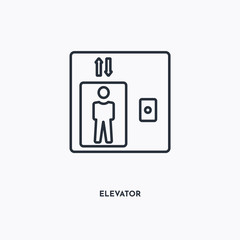 elevator outline icon. Simple linear element illustration. Isolated line elevator icon on white background. Thin stroke sign can be used for web, mobile and UI.