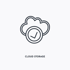 Cloud storage outline icon. Simple linear element illustration. Isolated line Cloud storage icon on white background. Thin stroke sign can be used for web, mobile and UI.