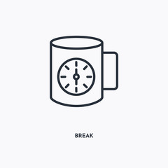 Break outline icon. Simple linear element illustration. Isolated line Break icon on white background. Thin stroke sign can be used for web, mobile and UI.