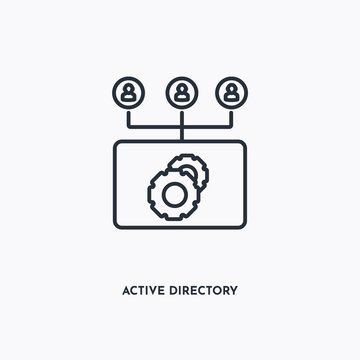 active directory outline icon. Simple linear element illustration. Isolated line active directory icon on white background. Thin stroke sign can be used for web, mobile and UI.