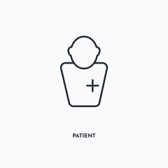 patient outline icon. Simple linear element illustration. Isolated line patient icon on white background. Thin stroke sign can be used for web, mobile and UI.