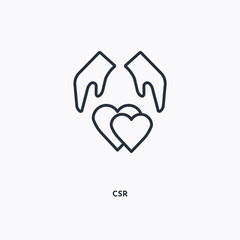 CSR outline icon. Simple linear element illustration. Isolated line CSR icon on white background. Thin stroke sign can be used for web, mobile and UI.