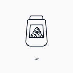 jar outline icon. Simple linear element illustration. Isolated line jar icon on white background. Thin stroke sign can be used for web, mobile and UI.