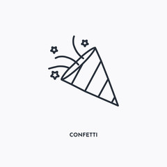 Confetti outline icon. Simple linear element illustration. Isolated line Confetti icon on white background. Thin stroke sign can be used for web, mobile and UI.