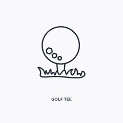 golf tee outline icon. Simple linear element illustration. Isolated line golf tee icon on white background. Thin stroke sign can be used for web, mobile and UI.