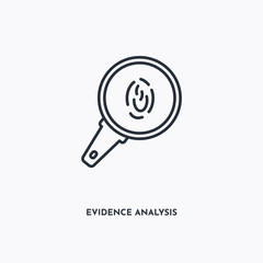 Evidence analysis outline icon. Simple linear element illustration. Isolated line Evidence analysis icon on white background. Thin stroke sign can be used for web, mobile and UI.