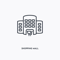 shopping mall outline icon. Simple linear element illustration. Isolated line shopping mall icon on white background. Thin stroke sign can be used for web, mobile and UI.