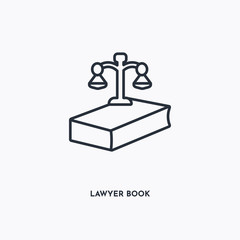 lawyer book outline icon. Simple linear element illustration. Isolated line lawyer book icon on white background. Thin stroke sign can be used for web, mobile and UI.