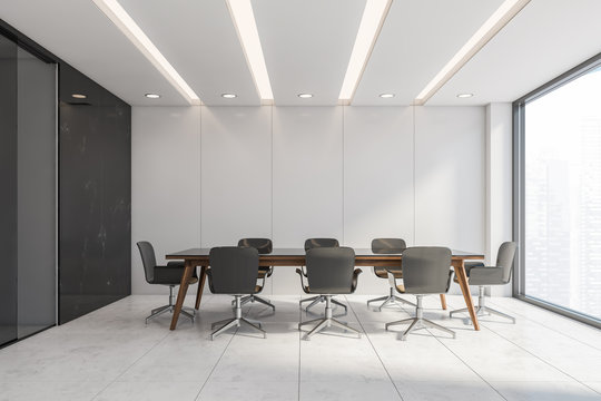 White and black marble meeting room