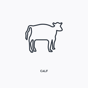 Calf outline icon. Simple linear element illustration. Isolated line Calf icon on white background. Thin stroke sign can be used for web, mobile and UI.