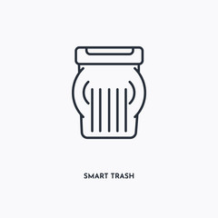 smart trash outline icon. Simple linear element illustration. Isolated line smart trash icon on white background. Thin stroke sign can be used for web, mobile and UI.