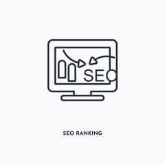 SEO Ranking outline icon. Simple linear element illustration. Isolated line SEO Ranking icon on white background. Thin stroke sign can be used for web, mobile and UI.